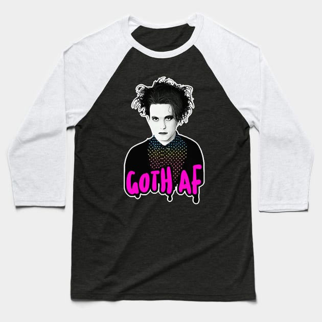 GOTH AF 80s Tribute Design Baseball T-Shirt by DankFutura